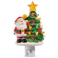 7" Multicolor Santa With a Tree Nightlight