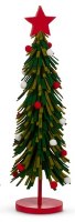 15" Green and Red Felt Tree Statue
