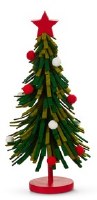 10" Green and Red Felt Tree Statue