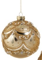4" Gold Faux Pearl Glass Ball Ornament