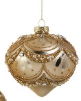 4" Gold Faux Pearl Glass Onion Ornament