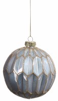 4' White and Gold Glass Ball Ornament