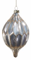 5" White and Gold Glass Diamond Ornament