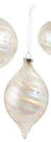 6" White Iridescent Swirl Glass Diamond Ornament