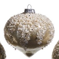 4" Gold, Silver, and Pearl Glass Onion Ornament