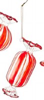 5" Red and Clear Glass Peppermint Candy Ornament