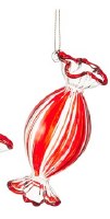 5" Red and Clear Glass Peppermint Candy Ornament