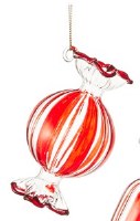 4" Red and Clear Glass Peppermint Candy Ornament