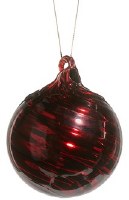 3" Dark Red Swirl Glass Diamond Ornament
