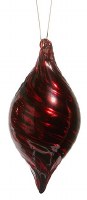 6" Dark Red Swirl Glass Diamond Ornament