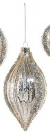 6" Distressed Silver Striped Glass Diamond Ornament