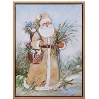 16" x 12" Coastal Santa Christmas Canvas Framed