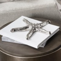 17" Silver Metal Starfish Coastal Figurine