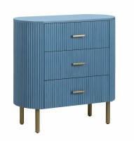 32" Blue Three Drawer Ribbed Cabinet