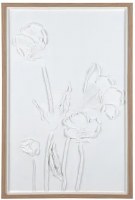 49" x 33" White Poppies Framed Plaque