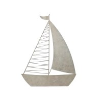 48" x 36" Taupe Sailboat Coastal Metal Wall Art Plaque