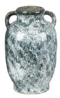 9" Dark Green and White Ceramic Decorative Vase With Handles
