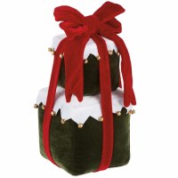 11" Green and White Gift Box Stack Plush Statue