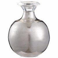 7" Silver Metal With a Clear Rim Vase