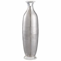 16" Silver Metal Vase With a Clear Rim Vase
