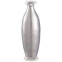 14" Silver Metal Vase With a Clear Rim Vase