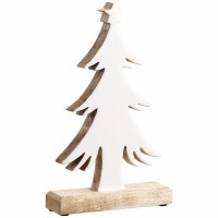 12" White and Natural Flat Wood Christmas Tree Statue