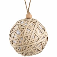 4" Natural Rattan Wrap Orb Ornament