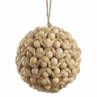 5" Natural Wood Beads and Jute Wrap Orb Ornament