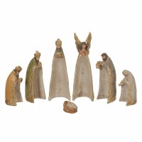 Set of Seven 6" Multicolor and Gold Polyresin Nativity Scene