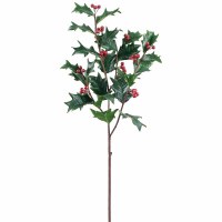 32" Faux Red and Green Holly Spray