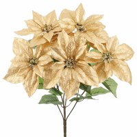 21" Faux Gold Poinsettia Bush