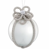 5" White Bling Wrapped Glass Ball Ornament