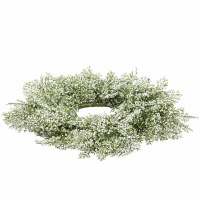 6" Opening Faux Green and White Berries Candle Ring