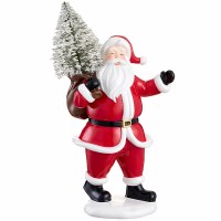 14" Red Polyresin Santa Carrying a Tree Figurine