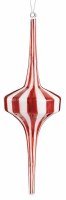 10" Red and Whit Stripes Disk Center Glass Ornament