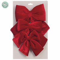 Set of Three 5"-7" Clip on Red Bows