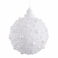 5" Round White Faux Pearl Beads Ornament