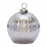 4" LED Silver Glass Ornament Candle