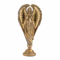 17" Distressed Gold Polyresin Angel Figurine With Infinity Light Wings