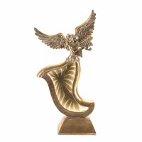 14" LED Distressed Gold Angel Holding a Harp Infinity Light