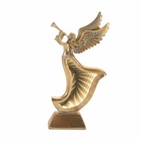 14" LED Distressed Gold Angel Holding a Horn Infinity Light