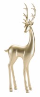 16" Gold Polyresin Reindeer With Its Head Turned Polyresin Figurine