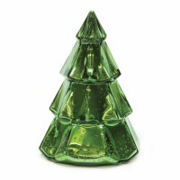 8" LED Green Glass Christmas Tree Candle