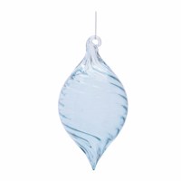 5" Light Blue Swirl Glass Diamond Shaped Ornament