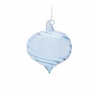 4" Light Blue Swirl Glass Onion Shaped Ornament