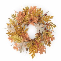 6" Opening Faux Yellow and Orange Oak Leaf Candle Ring