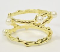 Gold Toned Cuff With Faux Pearls Napkin Ring