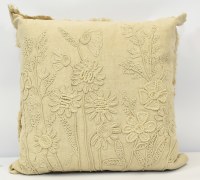 18" Sq Natural Floral Fringe Decorative Botanical Pillow
