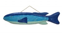 39" Dark Blue and Light Blue Wood Fish Wall Plaque