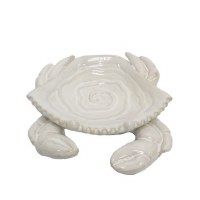 7" White Ceramic Coastal Crab Ring Dish